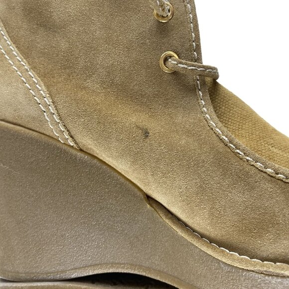 Report Women  9 Anika Preppy Boho Chic Classic Tan Suede Lace-Up Wedge Boots NWB - Picture 15 of 16